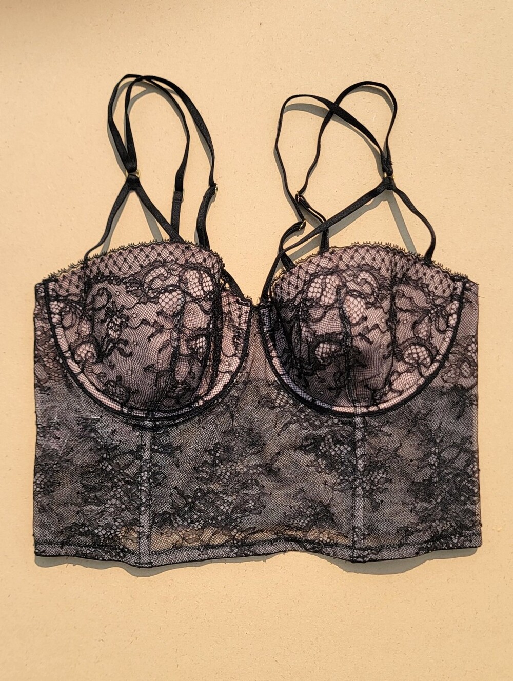 Victoria's Secret Black Lace Strapless Bustier